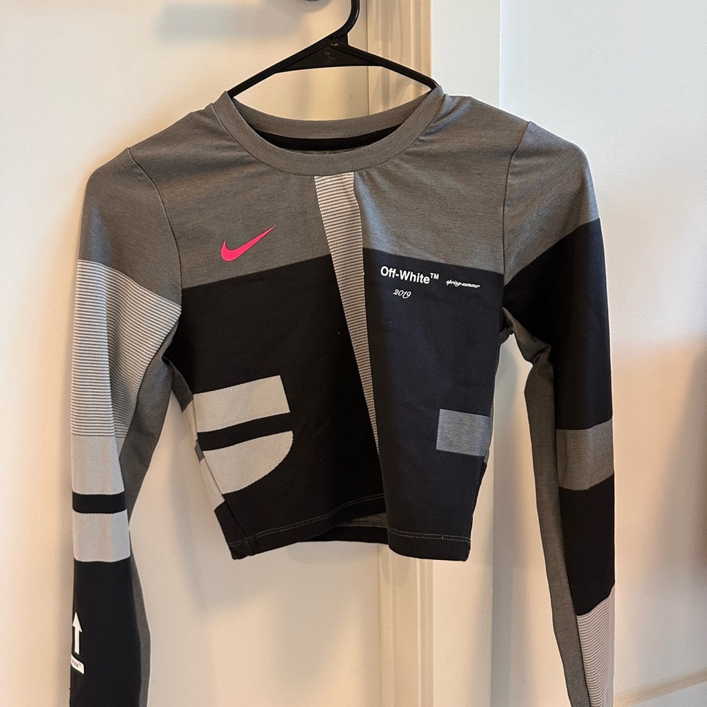 Off-White Gray and Black Long Sleeve Tee